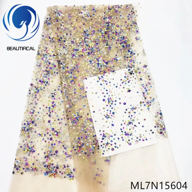 Красивая африканская Кружевная Ткань 5 ярдов многослойная кружевная ткань с