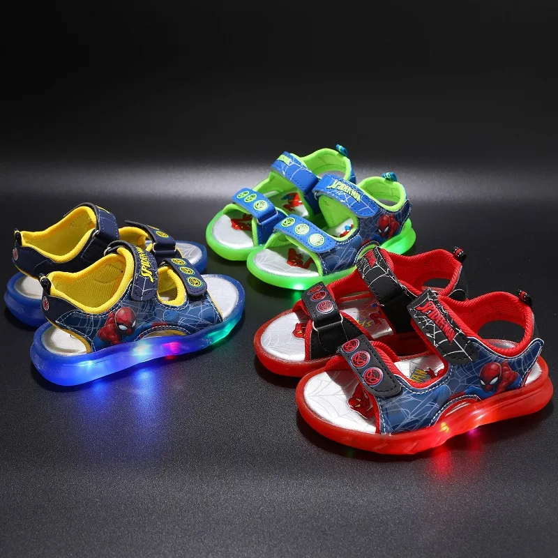 

Hot Sales Disney Cool Girls Boys Sandals Spiderman Hero Kids Sneakers High Quality Summer Glowing Micky Children Shoes Frozen