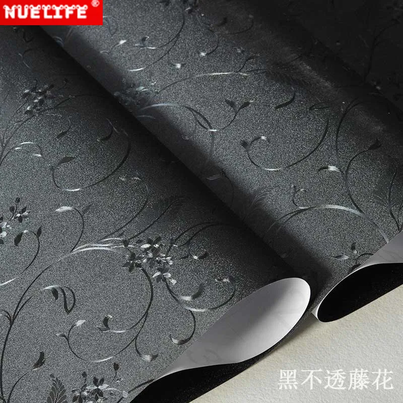 Self-adhesive black flowers pattern opaque window glass film living room bedroom kid room shop insulation sunscreen window paper