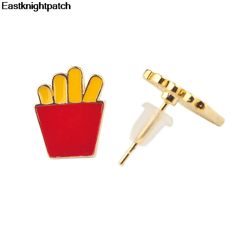

E1594 Cartoon French fries Stud Earrings Cute Enamel Earrings For Women Kids