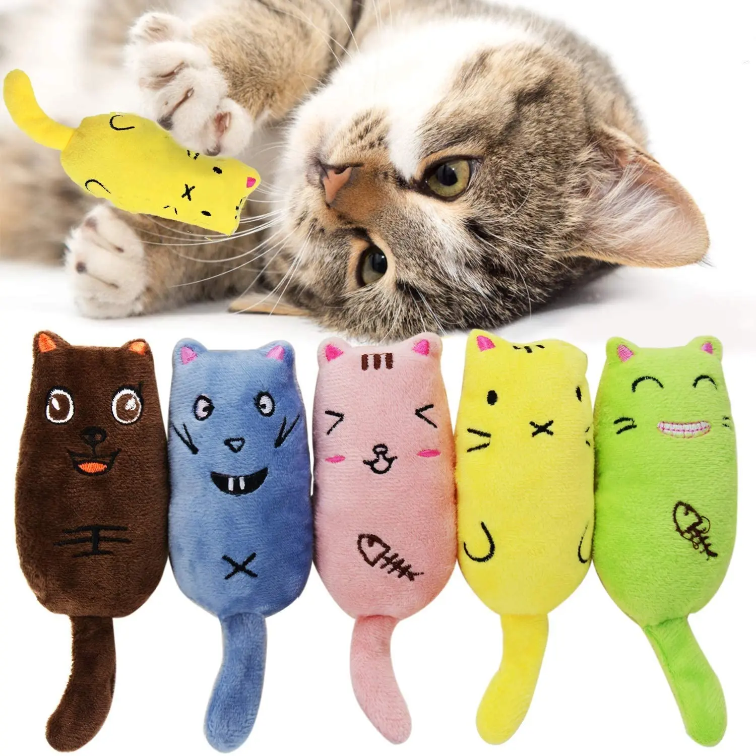 

Catnip Cat Toy Cat Chew Toy Bite Resistant Cat Mint Toys for Cats Soft Interactive Plush Cat Toys Set Cat Teething Grinding Toy