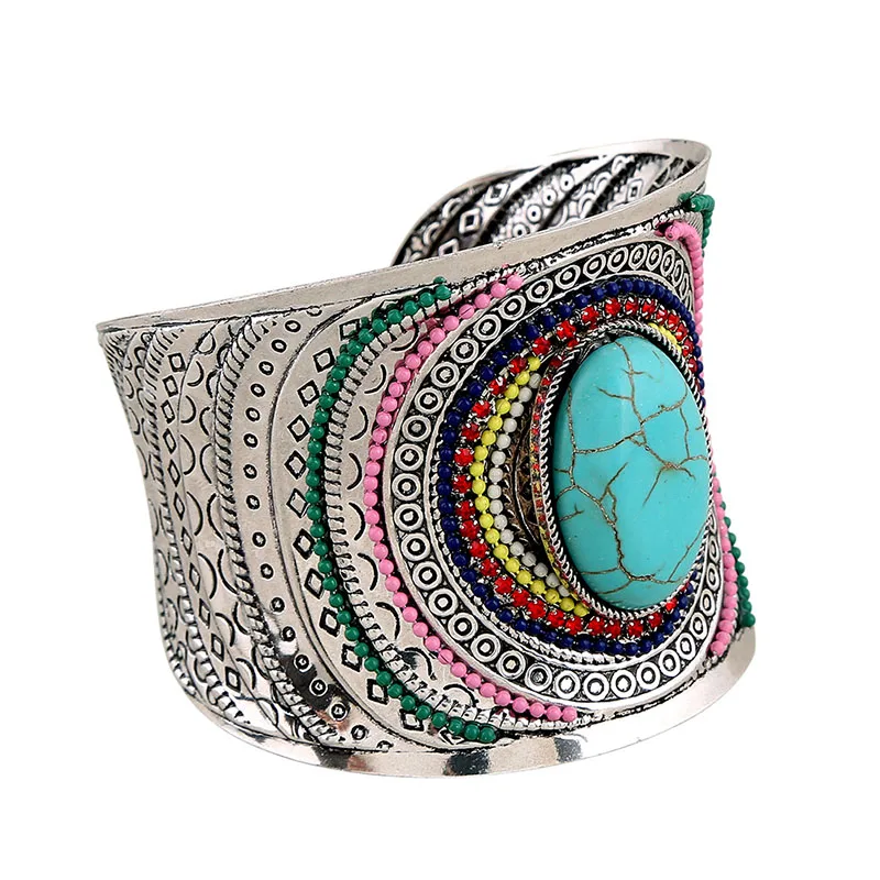 

Bohemian Vintage Tibetan Silver Charm Cuff Bangle Bracelets for women