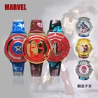 Marvel Super hero Человек-паук, Капитан Америка, Железный человек, детские часы водонепроницаемые кожаные кварцевые часы флип мальчик часы игрушка в подарок