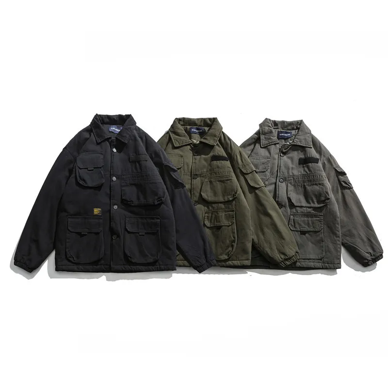 

/Women Winter Classic Cargo Multi Three-dimensional Pockets Parkas Padded Jacket Overcoat Men Coat