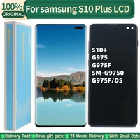 100 original amoled s10 lcd for samsung galaxy s10 plus s10 g975 g975f display touch screen digitizer replacement with dots