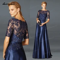 elegant royal blue mother of the bride dresses with sleeves satin lace long wedding party gowns vestido madrinha de casamento