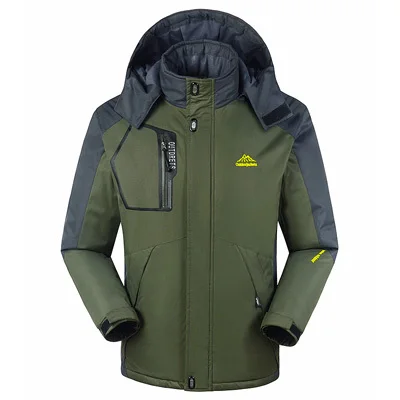 30 C FIT плюс толстый бархат вниз& парка пальто 6XL 7XL 8XL 9XL зимняя куртка мужская водонепроницаемая ветрозащитная chaquetas hombre - Цвет: Army green1688
