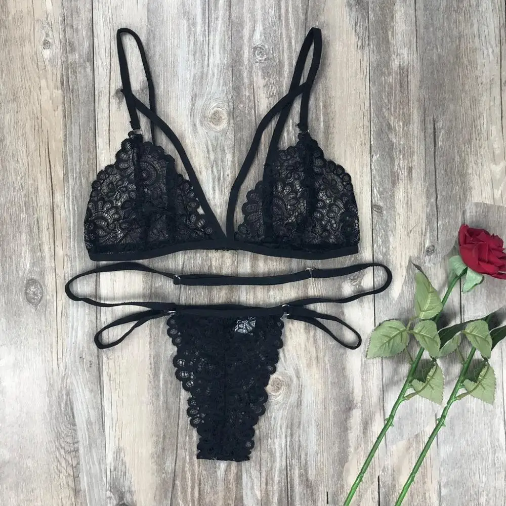 Sexy Lace Lingerie for Women Solid Color Underwear Wire-Free Bra Panty Bandage Set Soutien Gorge Femme 2019 New Hot Sale YE | Женская