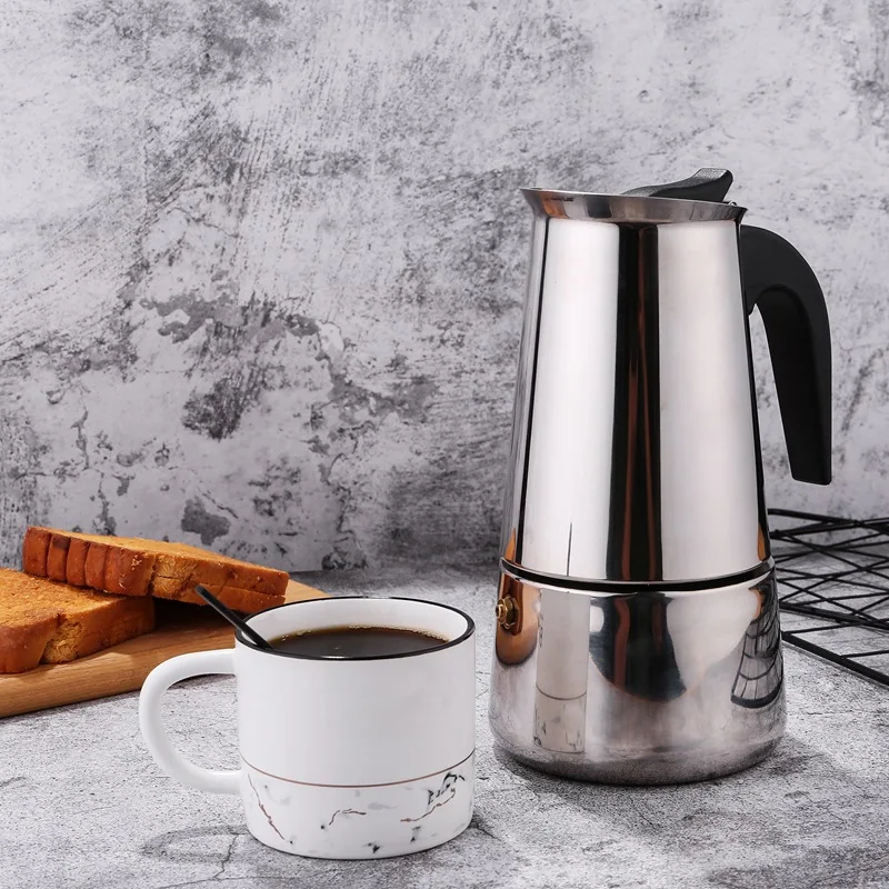 

European Style Resistant Coffee Apparatus Portable Large Capacity Stainless Steel Coffee Pot Italian Mocha Pot Exquisite Gift
