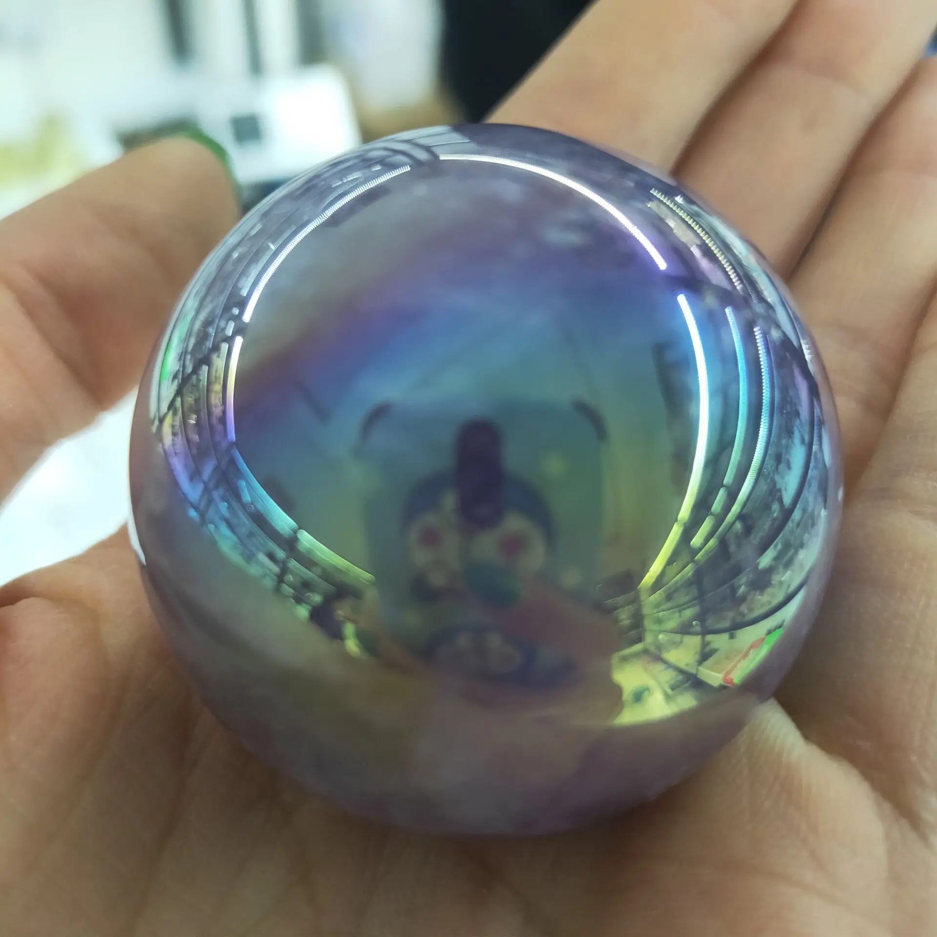 

1pcs Beautiful Color Purple Titanium Aura Electroplating Quartz Crystal Sphere Ball Healing Quartz Crystals