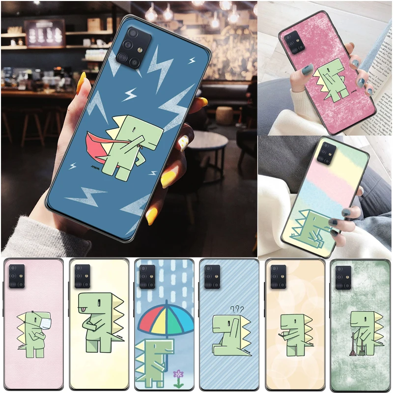 

Cute Flowers Funny Couples Dinosaur Color Painting Phone Case For Samsung Galaxy A51 A71 4G 5G Soft TPU Coque Cases Back Cover