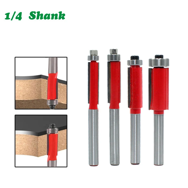 

1PC 1/4" 6.35MM Shank Milling Cutter Wood Carving End Dual Flutes Ball Bearing Flush Router Bit Straight Shank Trim Woodworking