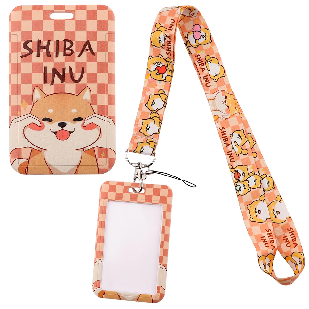 

YQ683 Cute Shiba Inu Dog Lanyard ID Campus Credit Card Cover USB Badge Holder Neck Strap Phone Rope Lariat Keychain Key Rings