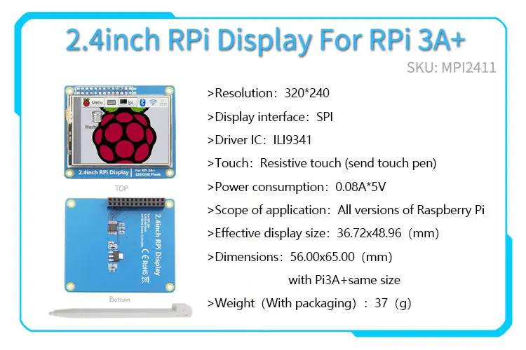 Дисплей для Raspberry Pi 4B 3B B + сенсорный экран 3 2/2 8/3 2/3 5/2 4 дюймов серия GPIO 2 5 дюйма |