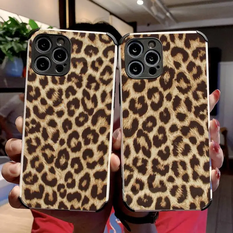 

leopard print sexy pink pattern Phone Case Lambskin Leather For iphone 12 11 8 7 6 XR X XS PLUS MINI PLUS PRO MAX Shockproof
