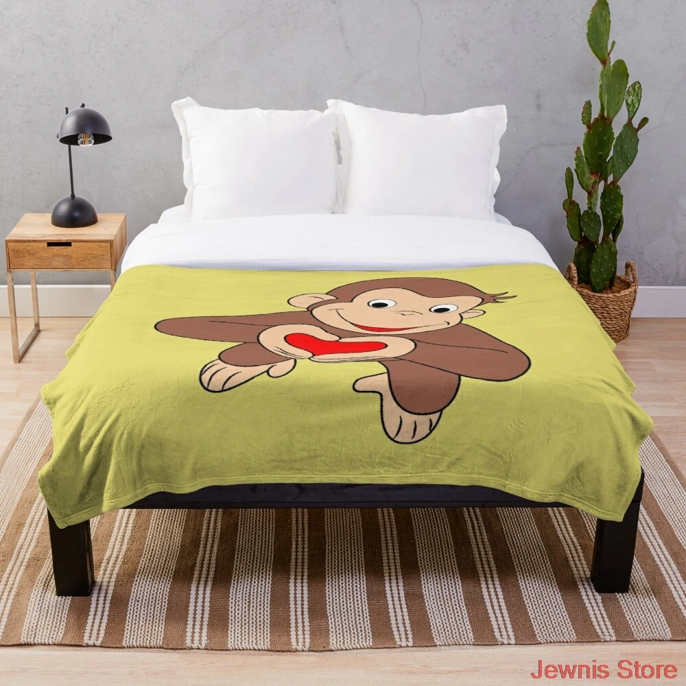 

Curious George Is All Heart Blanket Snowflake Wool Blanket Coral Fleece Bedspread Blankets Portable Blanket