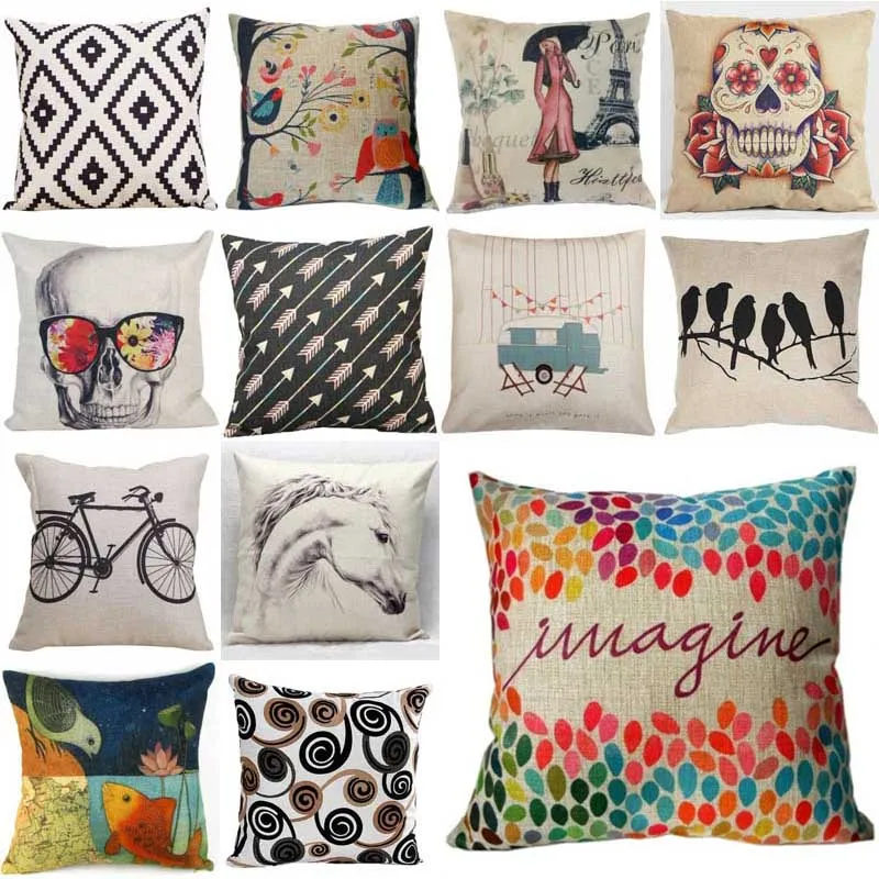 Хлопковый льняной чехол для подушки кровати поясной диванной с животным