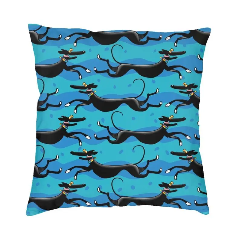 

Синяя квадратная наволочка с фокусировкой, декоративные подушки Greyhound Whippet для собак, декоративная подушка для автомобиля, двусторонняя печ...