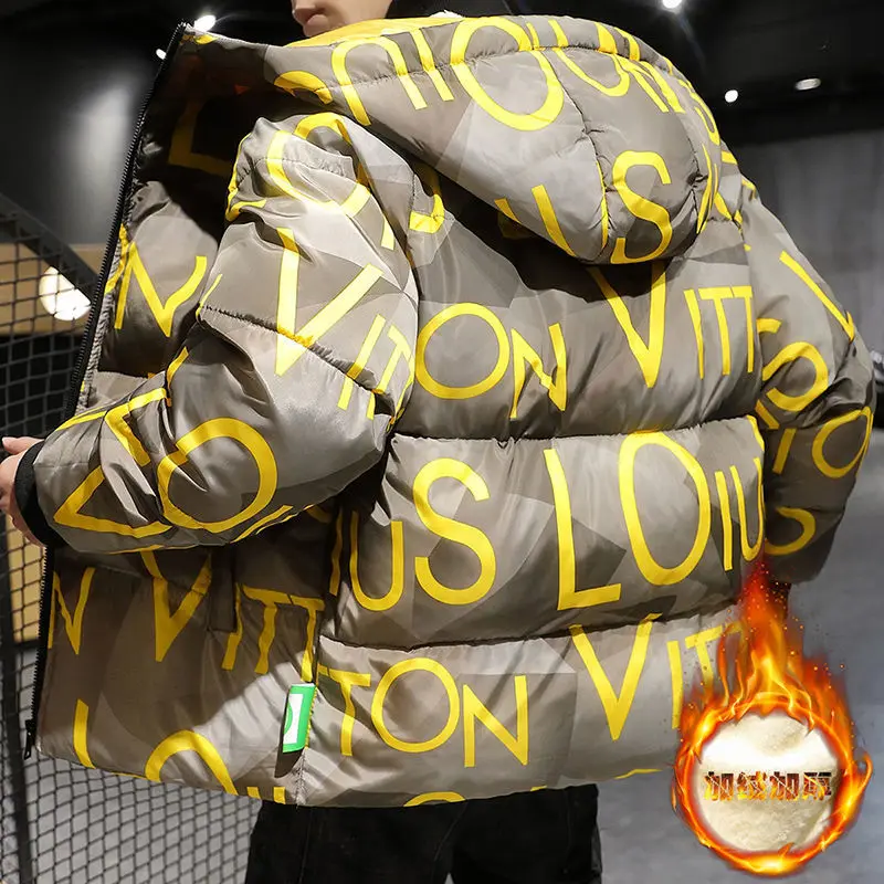 

Мужской зимний костюм хлеба, толстая бархатная куртка с капюшоном, теплая хлопковая одежда для молодых пар