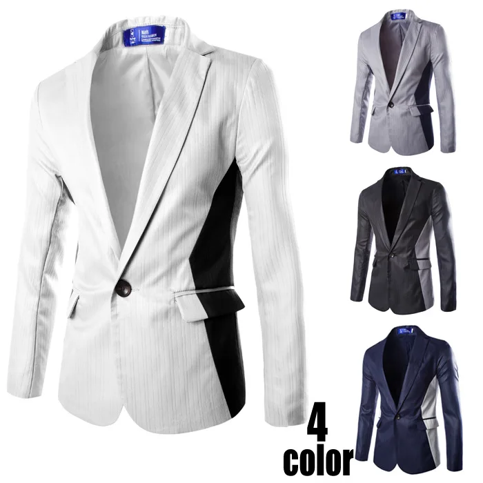 

Europe Casual Fashion Men Blazers Slim Fit Solid Colol Polyester Korean Style Coats Design Manteaux Homme Mens Clothes EC50XF