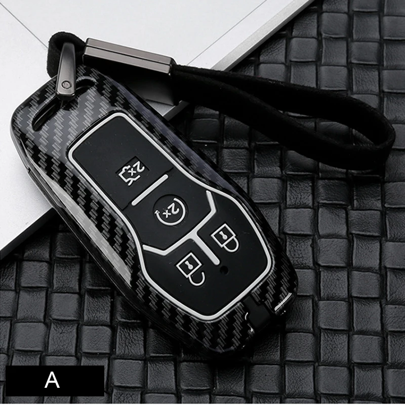 A Чехол для ключей из углеродного волокна для Ford Fusion Mondeo F-150 Explorer Edge Fob Shell - Название цвета: A