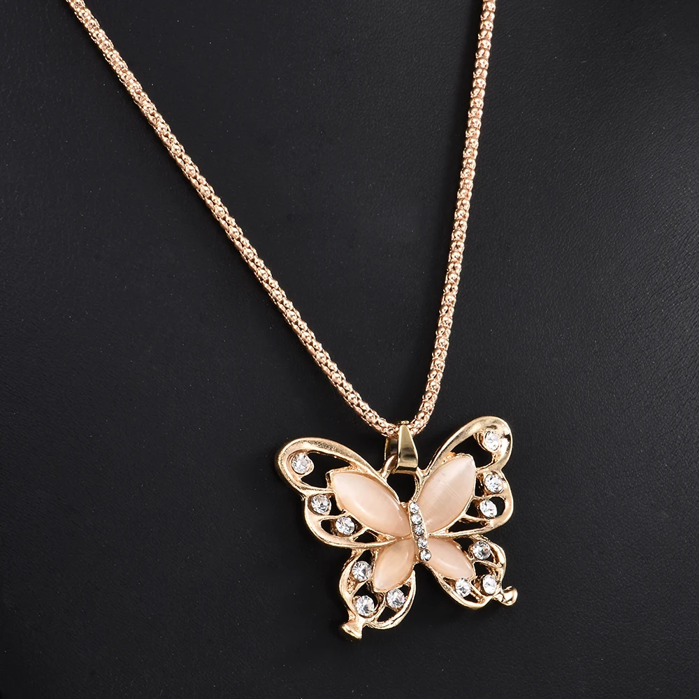 Ожерелье Чокеры с золотыми и розовыми бабочками длинное ожерелье камнем кошачий