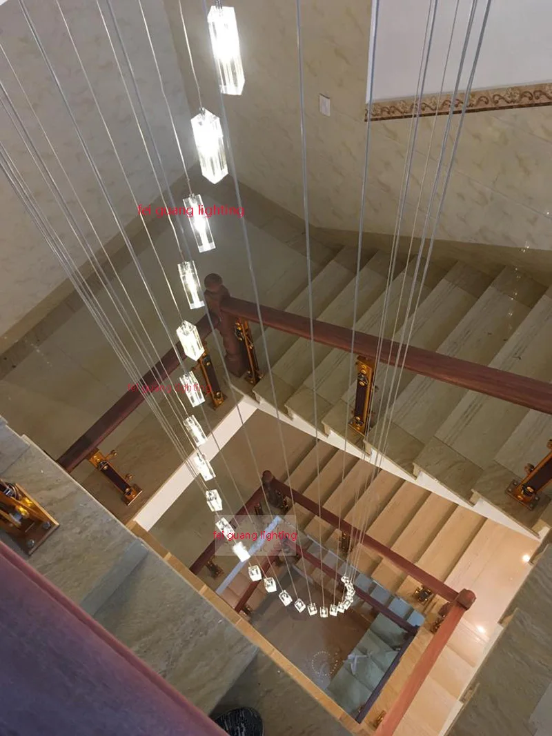 

Long Chandeliers Spiral Chandelier Lighting Flush Mount Chandeliers Ceiling Hanging Lights Suspension Light Staircase Crystal G4