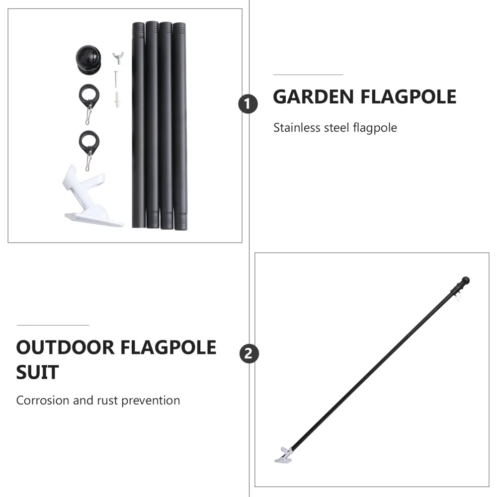 

1 Set Flag Pole with Bracket Professional Outdoor Spinning Flagpole Kit