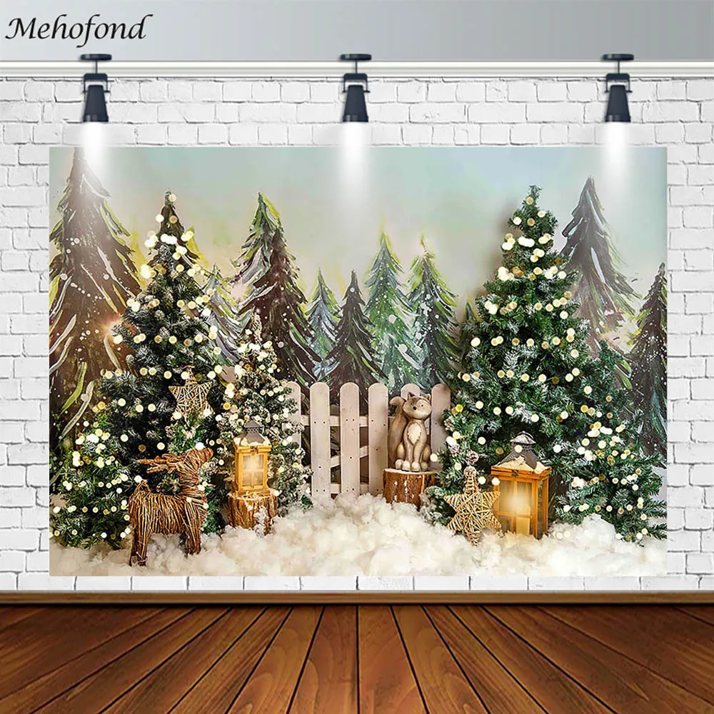 

Фон Mehofond с надписью "Merry Christmas", снежинки, Рождественская елка, лиса, Декор, фотография, фотостудия, баннер, фотозона
