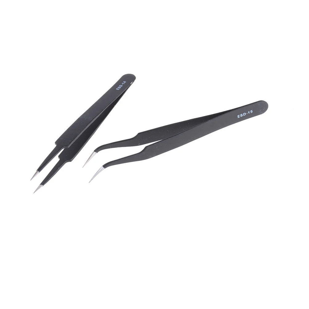 

2pcs/lot HETLTC Anti-static Precision Tweezers Set Non-magnetic Steel Fine ESD Tweezer Electronics Repair Tools