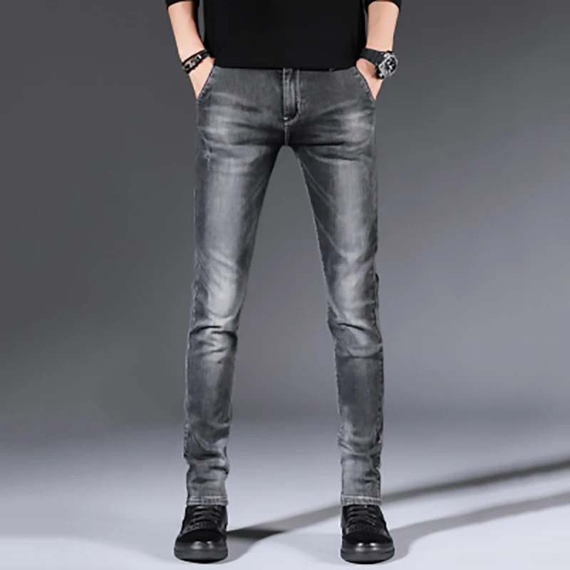 

New Midweight Spring Autumn Jeans Full Length Fashion N38 Pants Men's Denim Casual Trousers