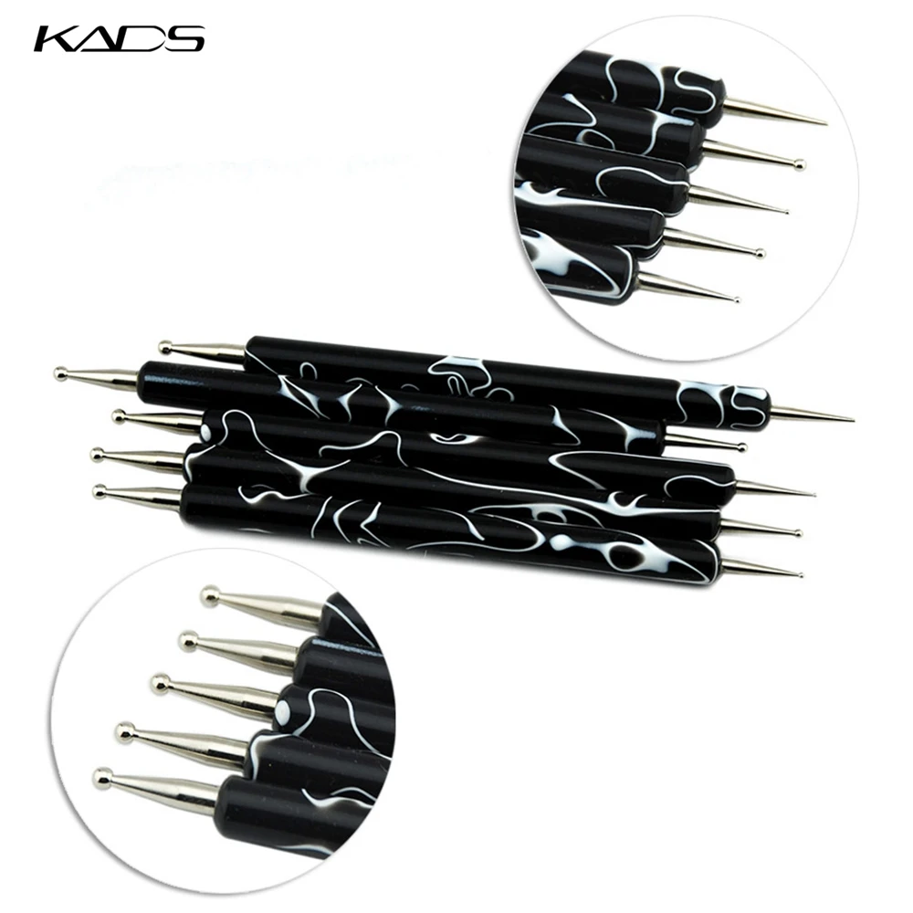 KADS Новое Прибытие 5 шт./компл. 2 Way Расставить Marbleizing Живопись Pen Инструмент Nail Art Расставить Инструмент Для Ухода За Ногтями