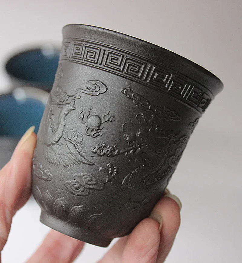 

Dragon and Phoenix Tea Cup Handmade Kungfu Teacup Pu'er Tea Cup Drinkware Accessories Master Cup Teaware Accessories
