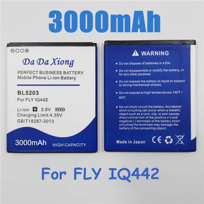 Литийионный аккумулятор BL5203 3000 мА · ч BL-2503 для телефона Fly IQ442 Quad Miracle 2 | Мобильные