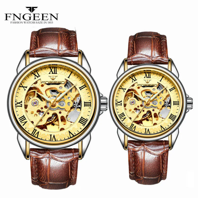 Mechanical Watches for Men and Women Paired Couple Wrist Steel Waterproof Skeleton Self Wind Automatic Watch Lovers | Наручные часы