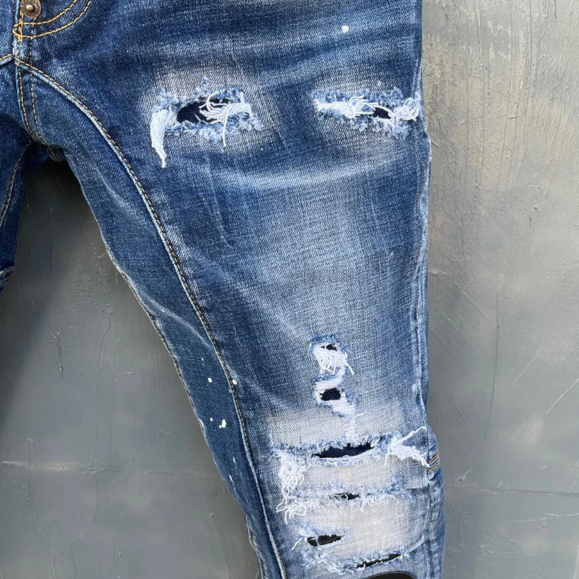 Dsquared2 новая уличная мужская одежда рваные мужские джинсы с ручной росписью T151 |