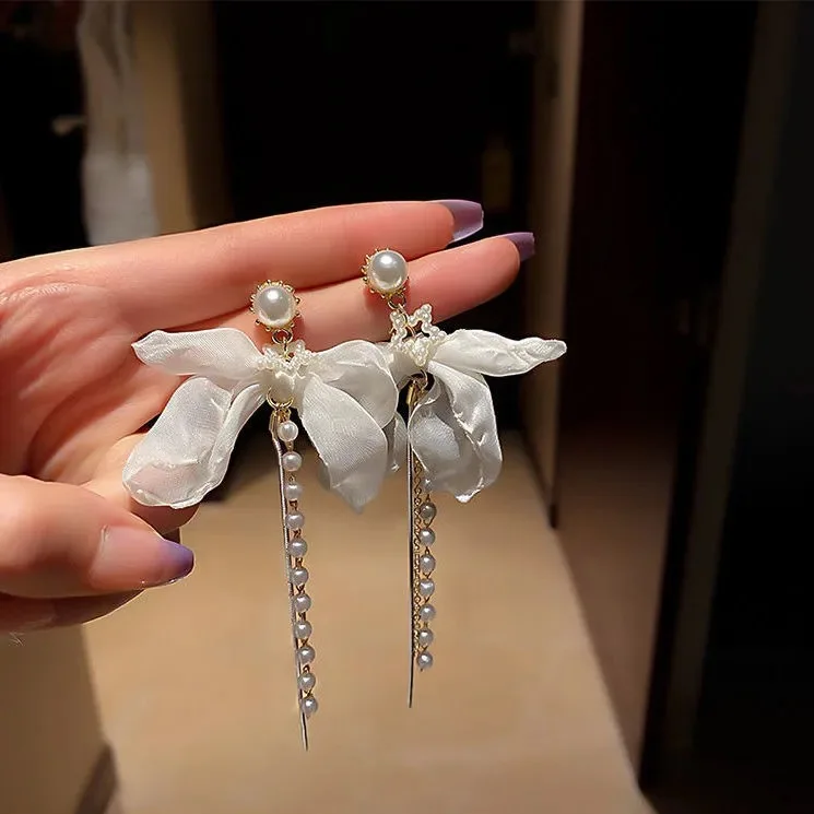 

Light luxury pearl bow earrings 2021 new women's earrings bohemian jewelry