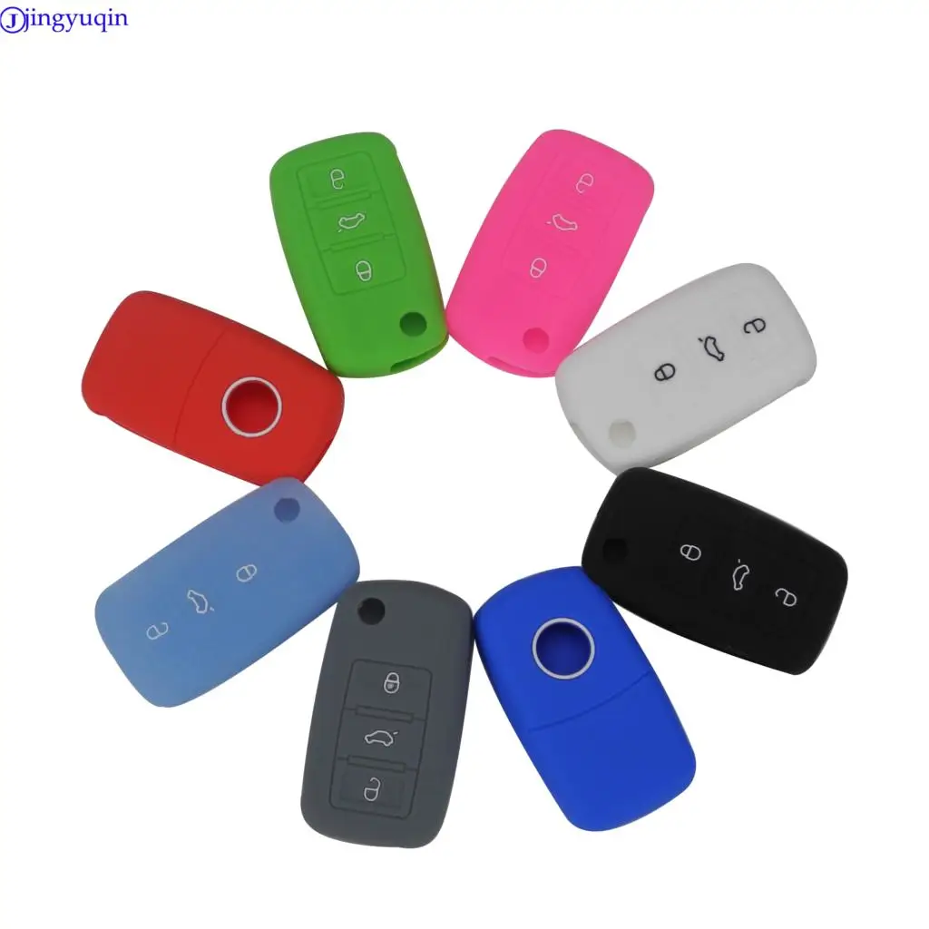Чехол для ключа автомобиля VW Golf Bora Jetta POLO Passat Skoda Superb Octavia Fabia SEAT Ibiza Leon 3 кнопки