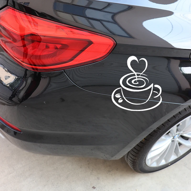 

YJZT 15.3X16.9CM Coffee Cup Love Rear Windshield Decoration Cartoon Car Sticker Accessories C25-1311