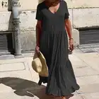 Платье ZANZEA женское вечернее с коротким рукавом, повседневное Модное Длинное плиссированное платье без рукавов в горошек, в богемном стиле, лето 2019