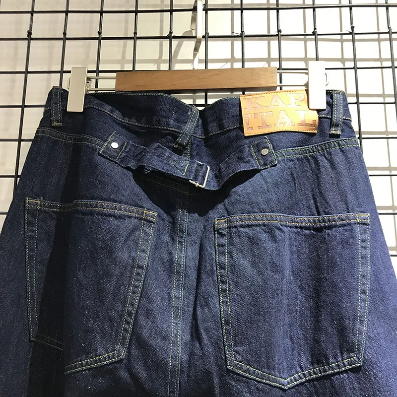 

High Quality Hip-Hop Bone Embroidery KAPITAL Jeans Men Women Fashion Green Gray Denim Pants Oversize KAPITAL Cargo Jeans