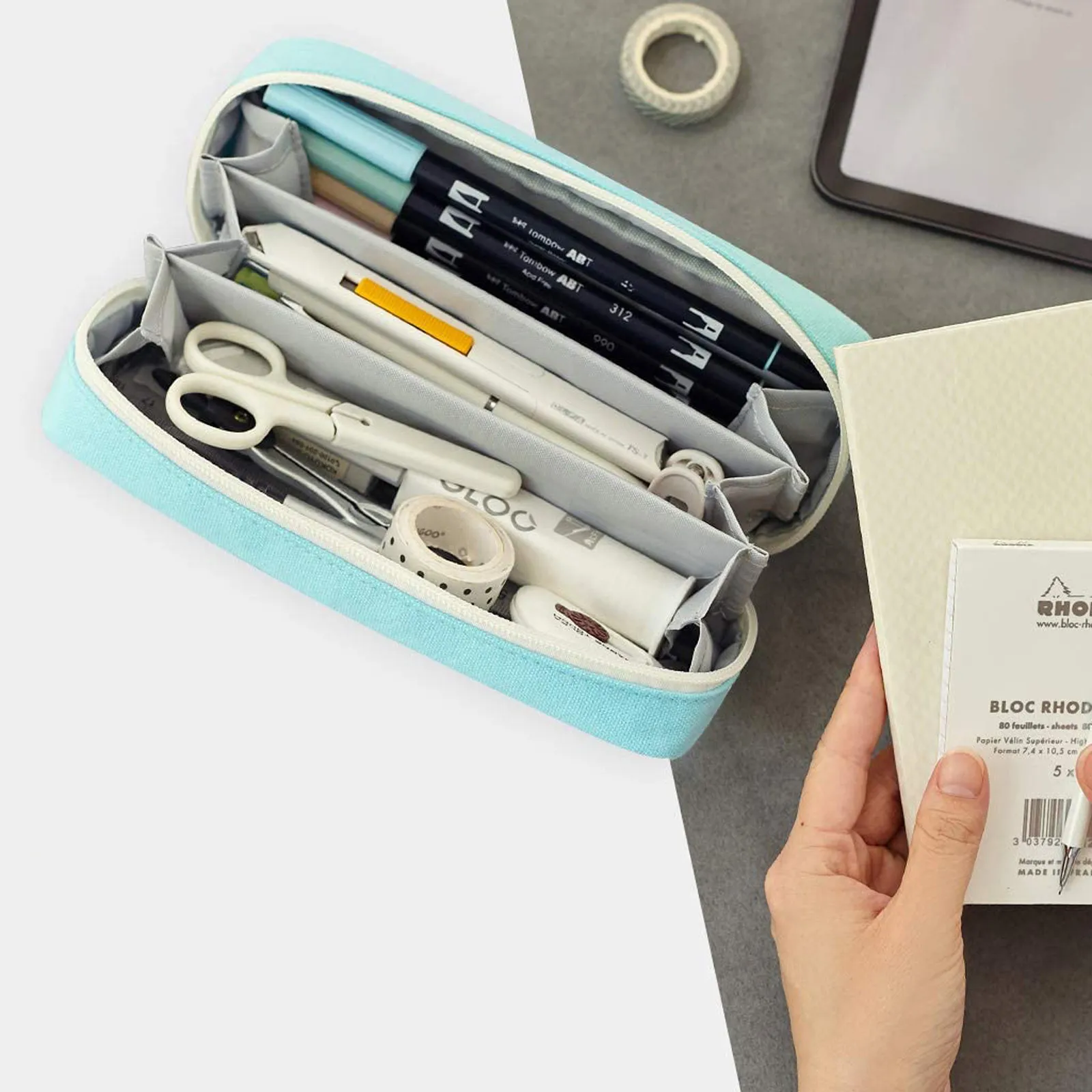 Чехол для карандашей большой вместимости однотонный холщовый чехол с 3