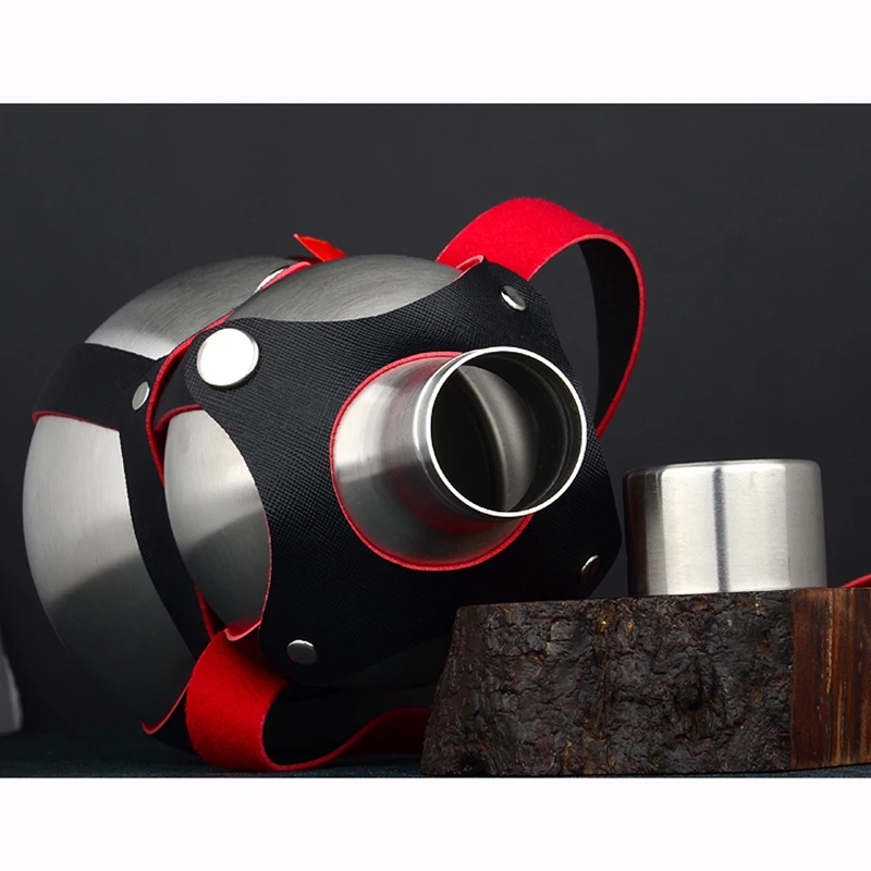 

Big Gourd Stainless Steel Hip Flask alcohol Hip Flask 250ML 500ML 1500ML Leather Holster Large Capacity Portable For traval