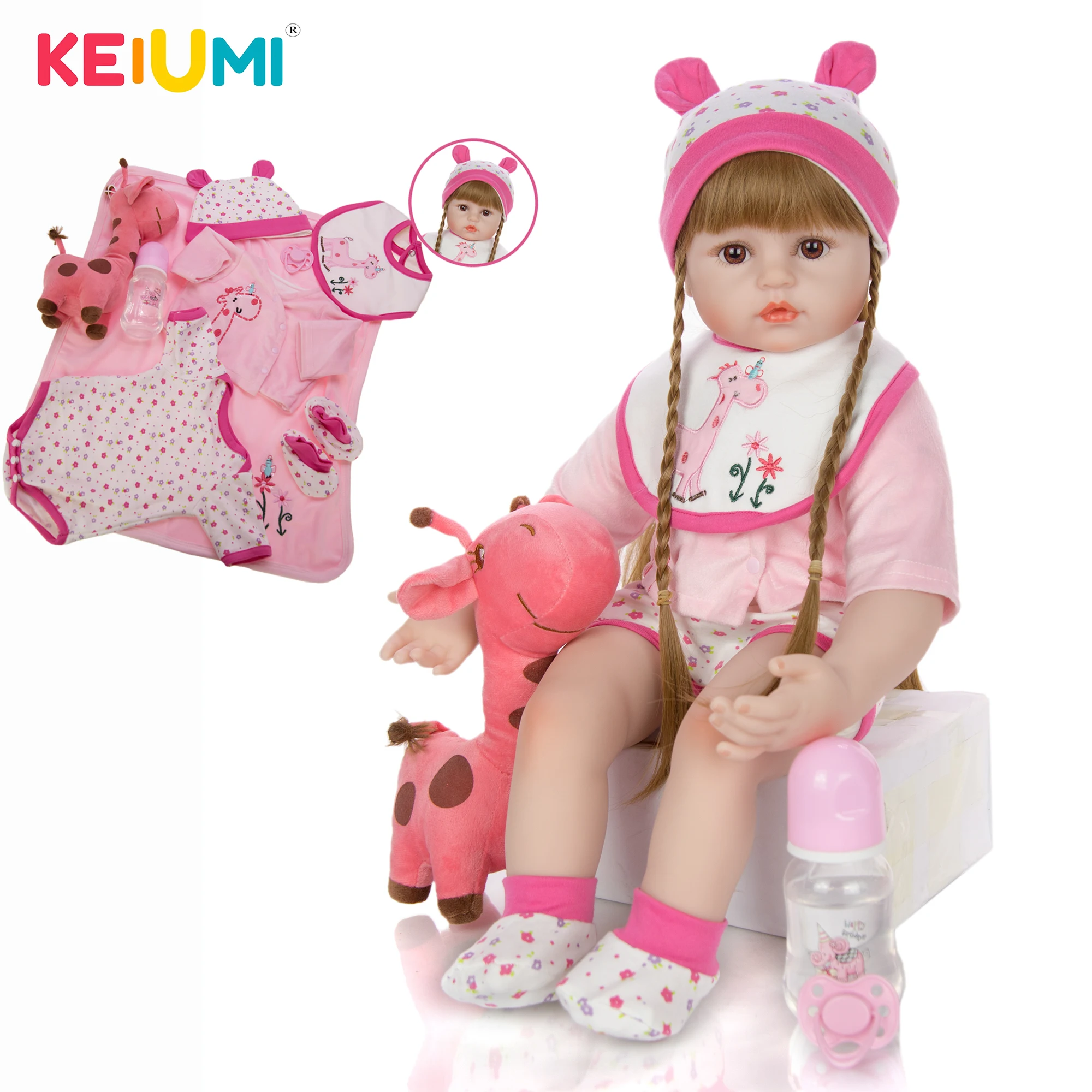 KEIUMI Реалистичная принцесса 24 дюйма ткань тела мягкий силиконовый новый милый Boneca