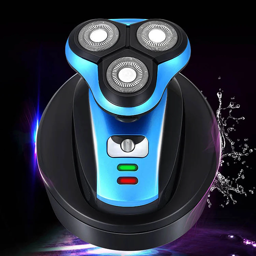 3 лезвия Мужская моющаяся перезаряжаемая электробритва водонепроницаемая