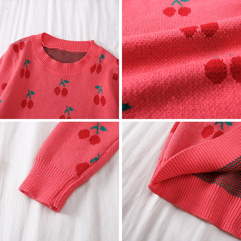 Korobov корейский Вишневый Женский пуловер с вышивкой осенне-зимний базовый свитер