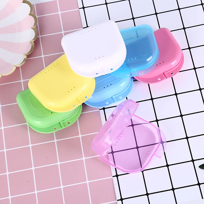 

1PC Dental Storage Box Mouth Guard Plastic Denture Case Oral Hygiene Supplies Organizer Appliance Accessories Tools 7 Colors
