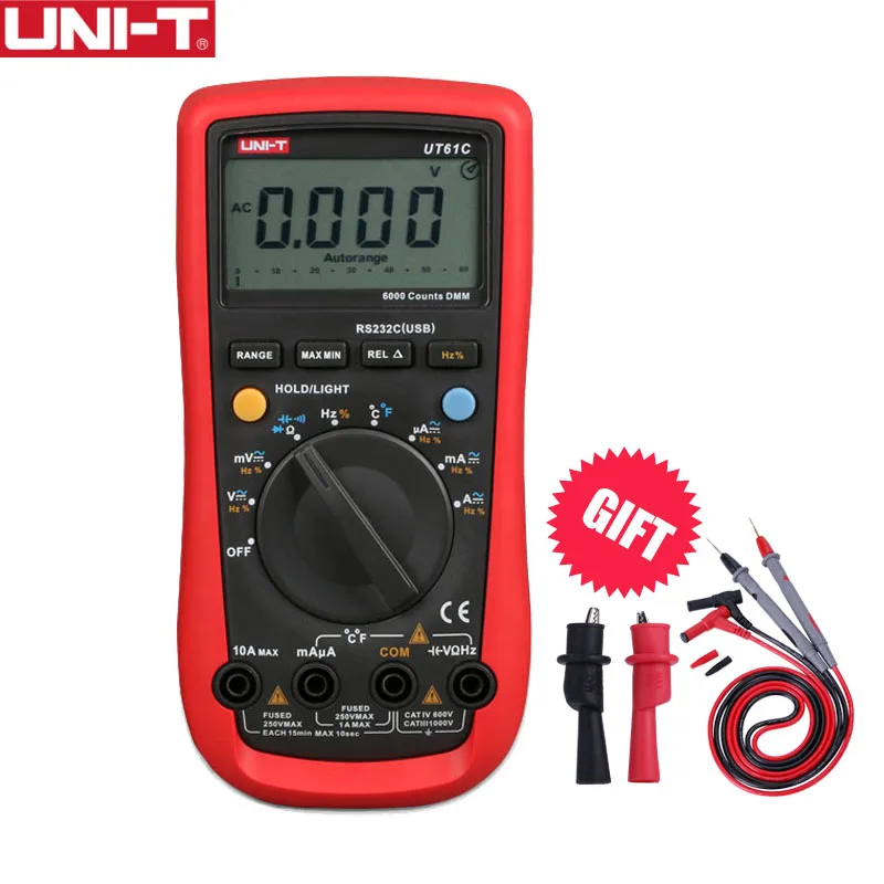 UT61C UNI-T UT61E Цифровой мультиметр True RMS Автоматический диапазон 22000 отсчетов ПК Подключение AC DC Напряжение измеритель тока частота Электрический тестер - Цвет: UT61C