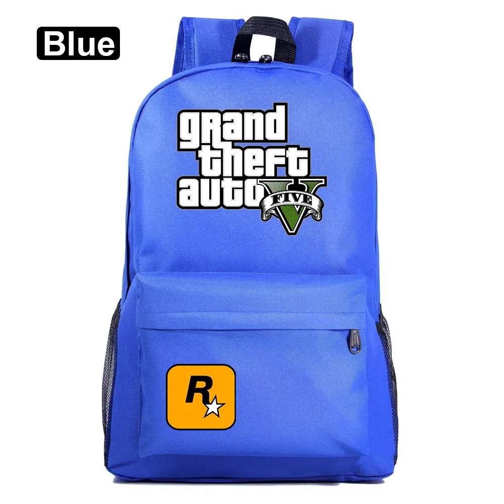 A34-20 Подарочные игры с героями мультфильмов, GTA5, клетчатая школьная сумка ярких цветов для мальчиков и девочек, женский рюкзак, школьные сумки для подростков, холщовые мужские школьные рюкзаки - Цвет: A34-20