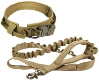 tactical dog collar nylon elastic military improved dog safety comfort leash with metal buckle for daily and training